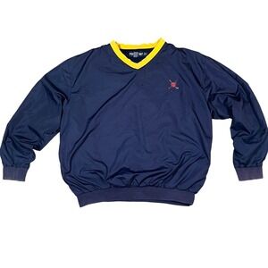 Polo Golf Ralph Lauren Jacket Mens XL Blue Yellow Pullover Windbreaker Lined VTG